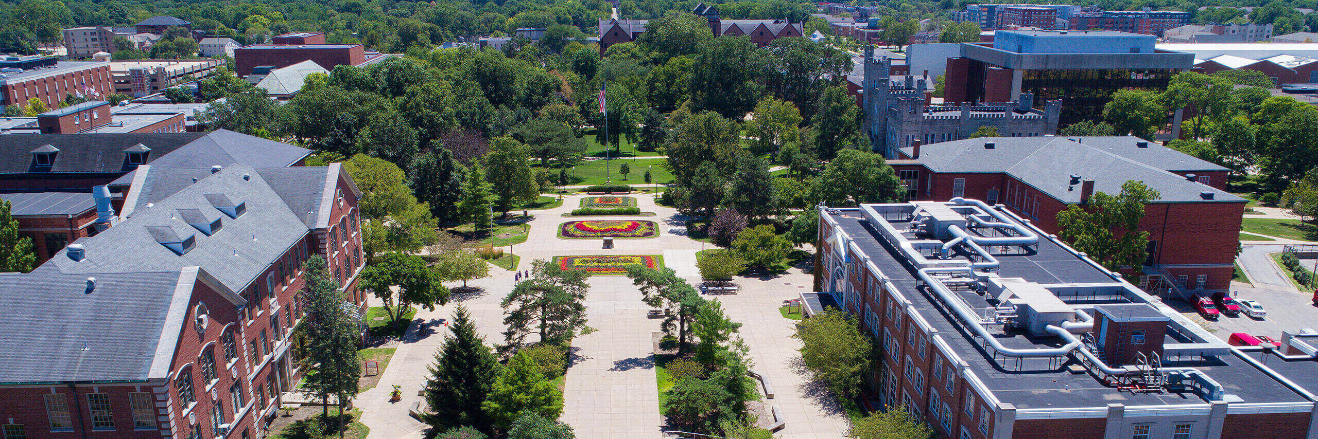 Aerial image of Illinois State University campus